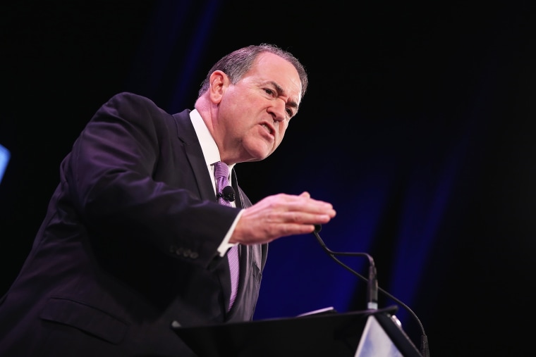 Former Governor of Arkansas Mike Huckabee speaks to guests at the Iowa Freedom Summit on Jan. 24, 2015 in Des Moines, Iowa. (Photo by Scott Olson/Getty)