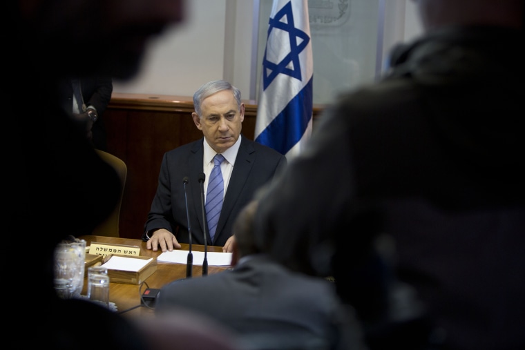 Israeli Prime Minister Benjamin Netanyahu attends a weekly cabinet meeting in Jerusalem, Jan. 4, 2015. (Photo by Oded Balilty/Pool/AP)
