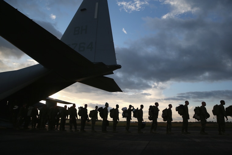 U.S. Marines arrive to take part in Operation United Assistance on Oct. 9, 2014 near Monrovia, Liberia. (Photo by John Moore/Getty)