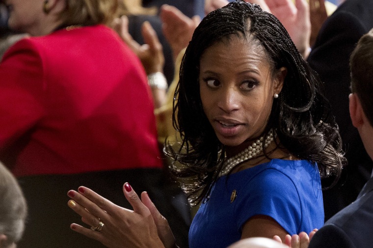 Rep. Mia Love waits for U.S. President Barack Obama to deliver the State of the Union address to a joint session of Congress at the Capitol in Washington, D.C., U.S., on Jan. 20, 2015.