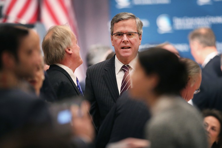Former Florida Governor Jeb Bush speaks to guests on Feb. 18, 2015 in Chicago, Ill. (Photo by Scott Olson/Getty)