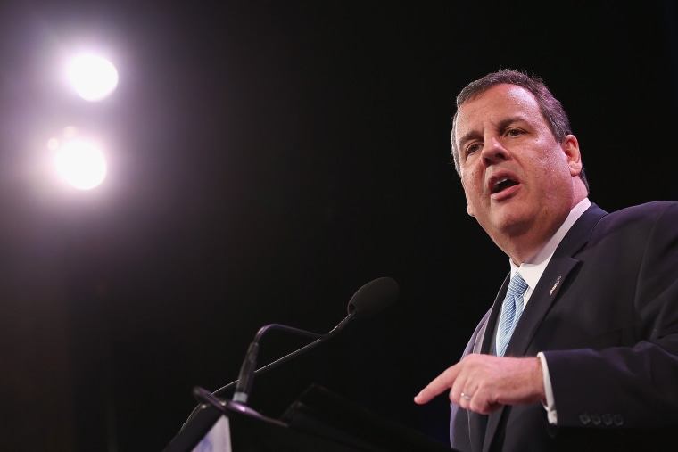 New Jersey Governor Chris Christie speaks to guests at the Iowa Freedom Summit on Jan. 24, 2015 in Des Moines, Iowa. (Photo by Scott Olson/Getty)