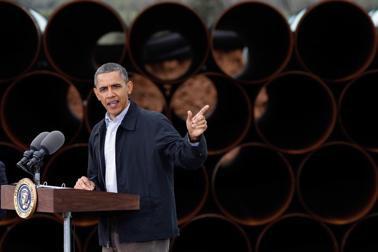 U.S. President Barack Obama speaks at the southern site of the Keystone XL pipeline on March 22, 2012 in Cushing, Okla. (Photo by Tom Pennington/Getty)
