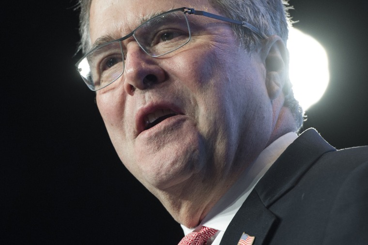 Former Florida Republican Governor Jeb Bush speaks at the 2014 National Summit on Education Reform in Washington, DC, on Nov. 20, 2014.