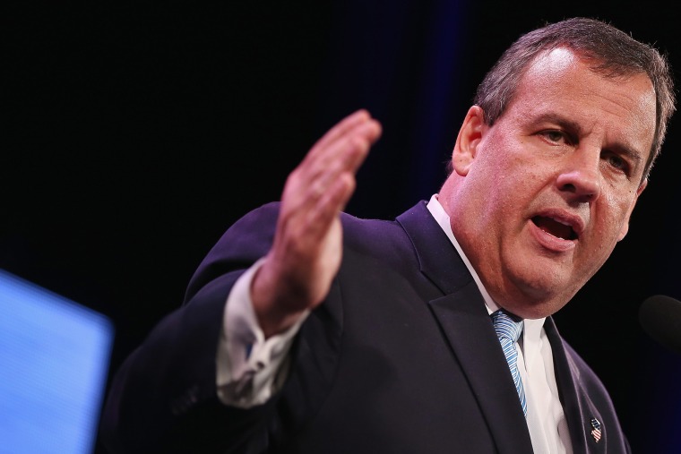 New Jersey Governor Chris Christie speaks to guests at the Iowa Freedom Summit on Jan. 24, 2015 in Des Moines, Iowa. (Photo by Scott Olson/Getty)
