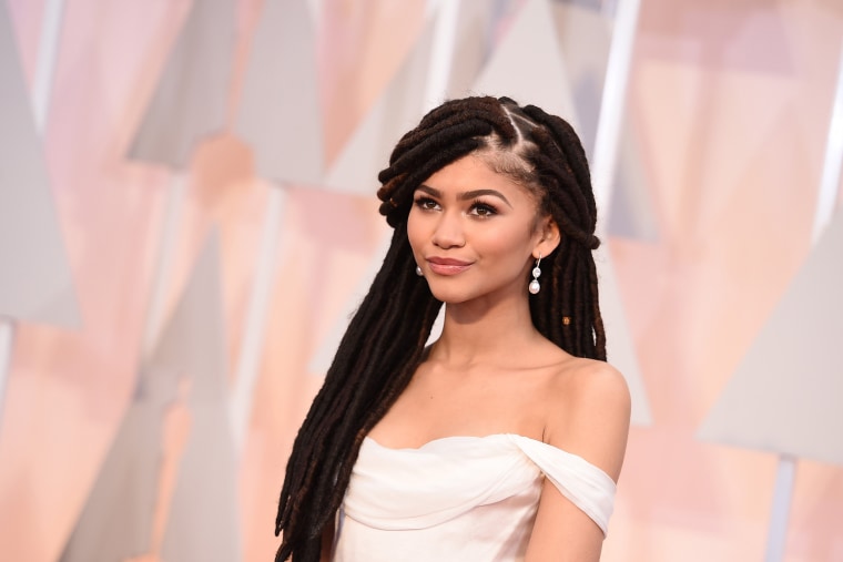 Zendaya arrives at the Oscars on Feb. 22, 2015, at the Dolby Theatre in Los Angeles. (Photo by Jordan Strauss/Invision/AP)