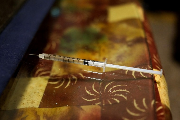 A syringe used for intravenous drug use.
