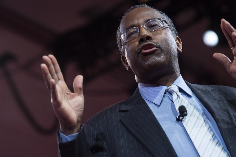 US conservative Ben Carson addresses the annual Conservative Political Action Conference (CPAC) at National Harbor, Maryland, outside Washington, DC on Feb. 26, 2015. (Photo by Nicholas Kamm/AFP/Getty)