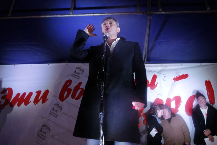 Russian opposition leader Boris Nemtsov gestures during an opposition rally in Moscow in 2011.