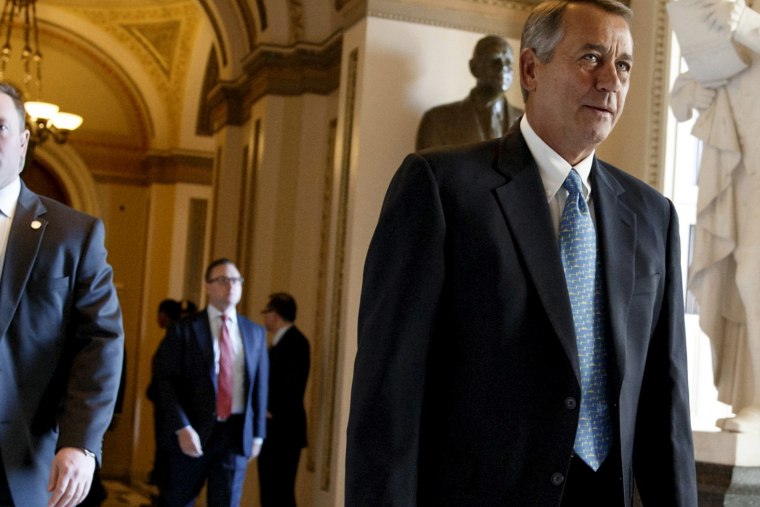 House Speaker John Boehner of Ohio leaves the House chamber on Capitol Hill in Washington, on Feb. 27, 2015.