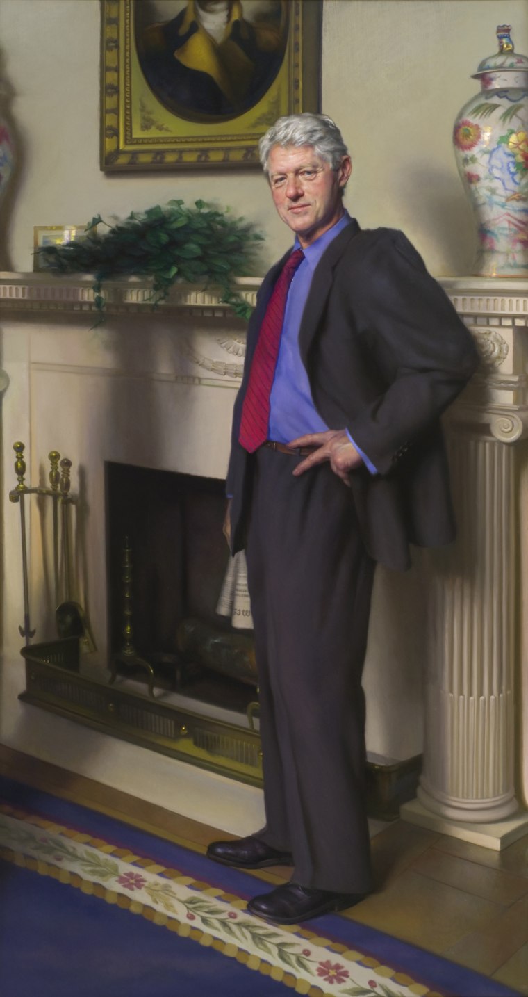 In this image released by the National Portrait Gallery, the portrait of former President Clinton was unveiled at the Smithsonian Institution's National Portrait Gallery on April 24, 2006. (Photo by Nelson Shanks/National Portrait Gallery/AP)