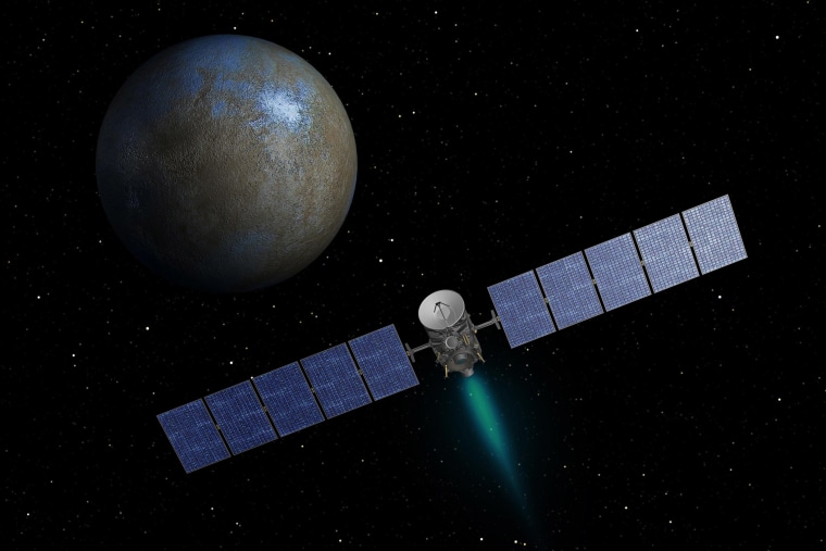 NASA's Dawn spacecraft heads toward the dwarf planet Ceres as seen in this undated artist's conception released on Jan. 22, 2014.