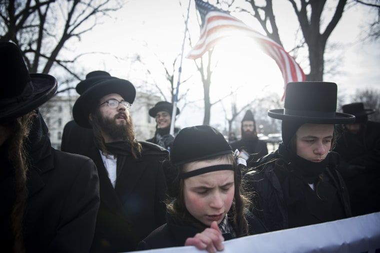 Anti-Zionist Orthodox Jews protest Israeli Prime Minister Benjamin Netanyahu's address to Congress outside the U.S. Capitol on March 3, 2015 in Washington, D.C. (Photo by Gabriella Demczuk/Getty)