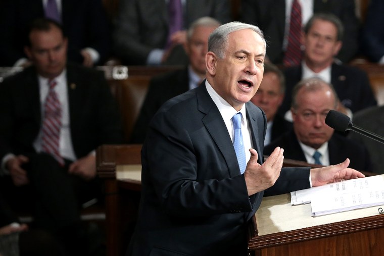 Israeli Prime Minister Benjamin Netanyahu addresses a joint meeting of the United States Congress in the House chamber at the U.S. Capitol March 3, 2015 in Washington, D.C. (Photo by Win McNamee/Getty)