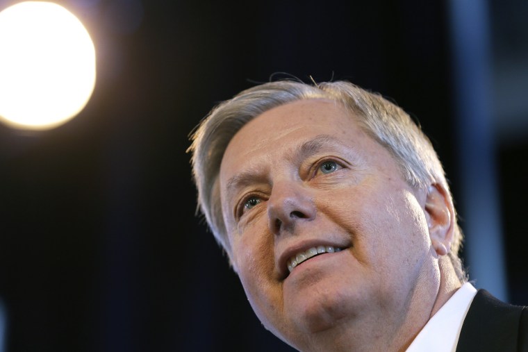 Sen. Lindsey Graham, R-S.C., speaks during the Iowa Agriculture Summit on March 7, 2015, in Des Moines, Iowa. (Photo by Charlie Neibergall/AP)