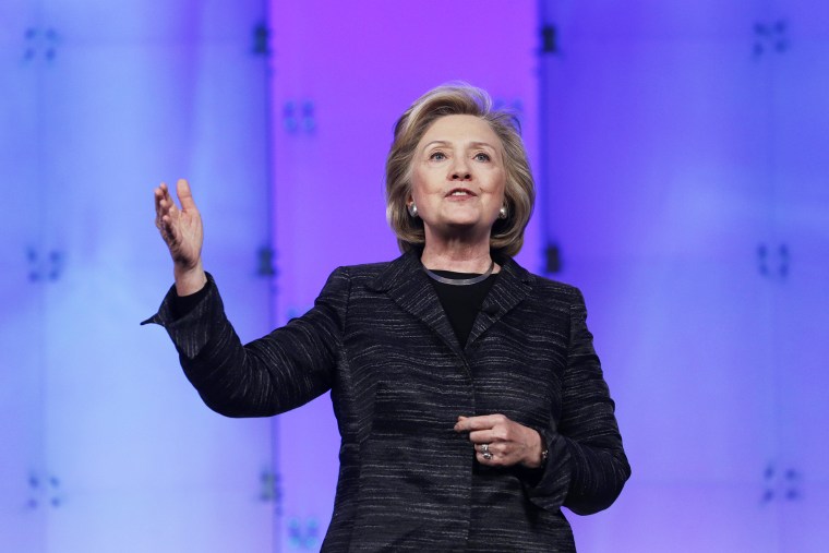Hillary Rodham Clinton speaks during a keynote address at the Watermark Silicon Valley Conference for Women on Feb. 24, 2015, in Santa Clara, Calif. (Photo by Marcio Jose Sanchez/AP)
