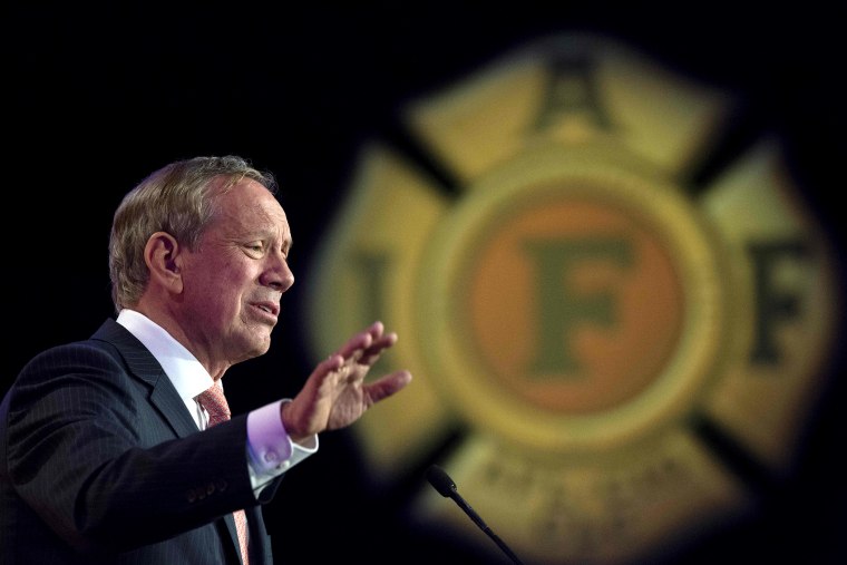 Former New York Governor George Pataki speaks at the International Association of Fire Fighters (IAFF) 2015 Alfred K. Whitehead Legislative Conference and Presidential Forum in Washington, DC on March 10, 2015.