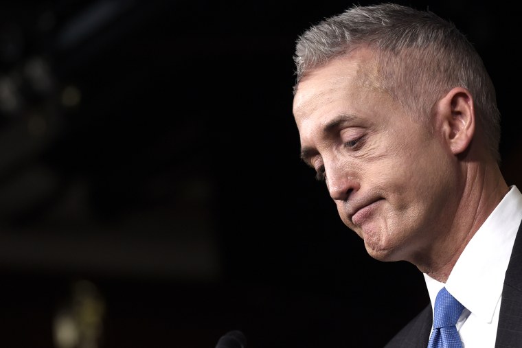 House Select Committee on Benghazi Chairman Rep. Trey Gowdy, R-S.C. reacts to a question during a news conference on Capitol Hill in Washington, D.C., March 3, 2015. (Photo by Susan Walsh/AP)
