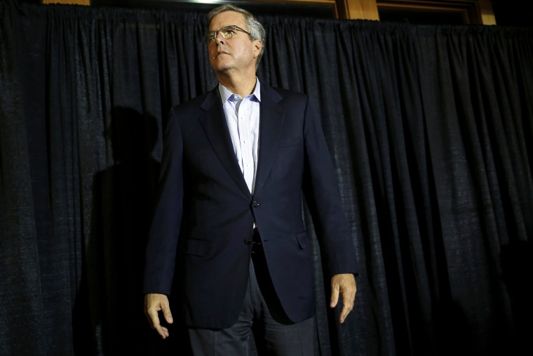 Former Governor of Florida Jeb Bush listens to his introduction at a fundraiser for U.S. Rep. David Young (R-IA) in Urbandale, Iowa, March 6, 2015. (Photo Jim Young/Reuters)
