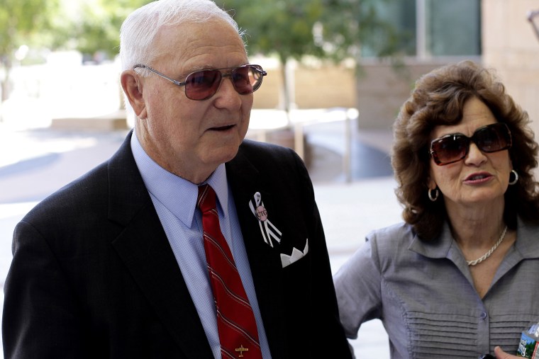 Retired US Army Colonel Bill Badger arrives at the US Federal Courthouse for Tuscon shooting rampage suspect Jared Lee Loughner's court hearing in Tucson, Ariz., August 7, 2012. (Photo by Joshua Lott/Reuters)