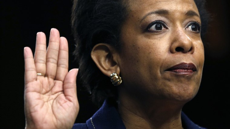 Loretta Lynch is sworn in to testify before a Senate Judiciary Committee confirmation hearing to become U.S. attorney general on Capitol Hill in Washington on Jan. 28, 2015. (Photo by Kevin Lamarque/Reuters)