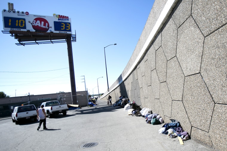 A homeless camp near a highway in Boise, Idaho on Sept. 4, 2014.