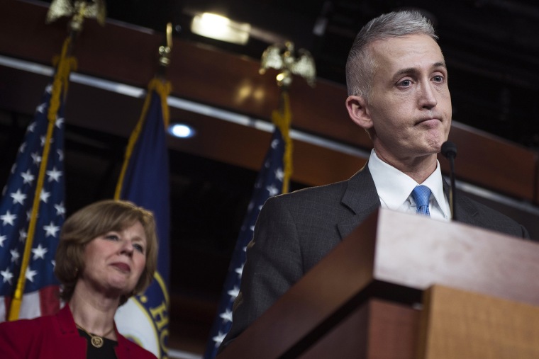 Chairman Trey Gowdy (R-SC) of the House Select Committee on Benghazi speaks to reporters at a press conference on the findings of former Secretary of State Hillary Clinton's personal emails at the U.S. Capitol on March 3, 2015 in Washington, D.C.