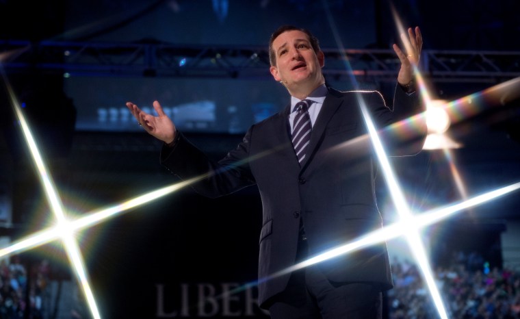 US Senator Ted Cruz (R-TX) delivers remarks before announcing his candidacy for the Republican nomination to run for US President March 23, 2015, at Liberty University, in Lynchburg, Va. (Photo by Paul J. Richards/AFP/Getty)