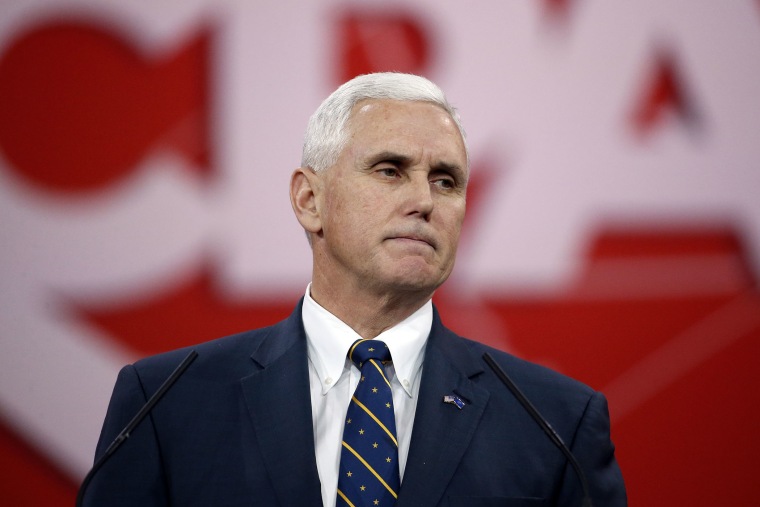 Indiana Gov. Mike Pence pauses while speaking at the Conservative Political Action Conference (CPAC) on Feb. 27, 2015 in National Harbor, Md.
