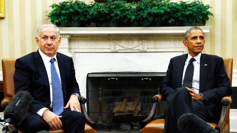 U.S. President Barack Obama (R) meets with Israel's Prime Minister Benjamin Netanyahu at the White House in Washington, D.C., on Oct. 1, 2014. (Photo by Kevin Lamarque/Reuters)