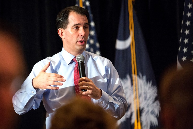 Wisconsin Governor and potential Republican presidential candidate Scott Walker speaks to supporters during GOP lunch event on March 20, 2015 in Charleston, S.C. (Photo by Richard Ellis/Getty)