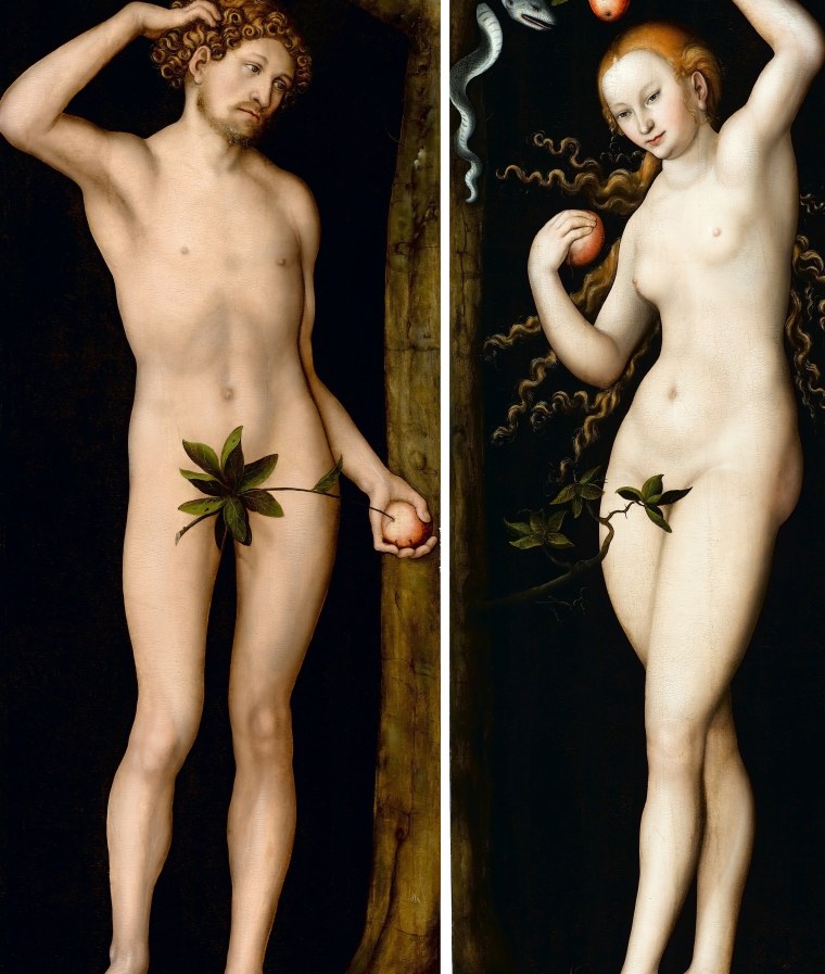 This image provided by the Norton Simon Art Foundation shows the diptch entitled, \"Adam and Eve,\" by artist, Lucas Cranach the Elder.