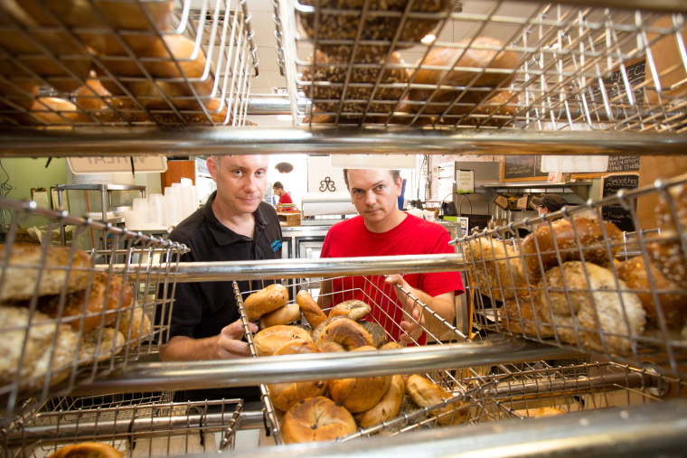 Surfside Bagel owners Tim Keenan (L) and Scott Edwards.