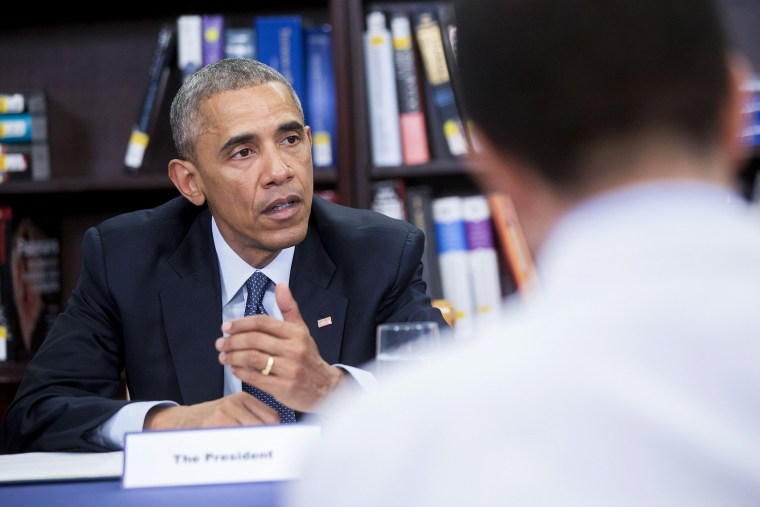 President Barack Obama speaks while participating in a roundtable discussion on the impacts of climate change on public health at Howard University in Washington, D.C., U.S., on April 7, 2015. (Photo by Andrew Harrer/Pool/Getty)