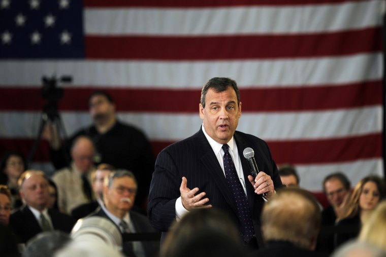 New Jersey Gov. Chris Christie answers a question as he addresses a town hall meeting, Feb. 25, 2015, in Moorestown, N.J. (Photo by Mel Evans/AP)
