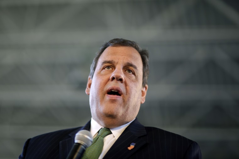 New Jersey Gov. Chris Christie addresses a gathering at a town hall meeting, March 17, 2015, in Freehold, NJ. (Photo by Mel Evans/AP)