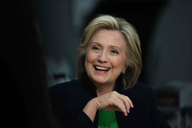 Democratic presidential hopeful and former Secretary of State Hillary Clinton speaks during a roundtable discussion with students and educators at the Kirkwood Community College on April 14, 2015. (Photo by Justin Sullivan/Getty)