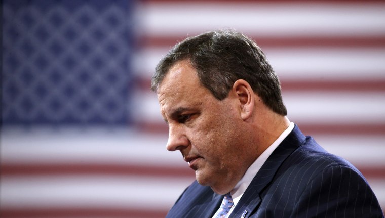 New Jersey Governor Chris Christie looks down while speaking at the Conservative Political Action Conference (CPAC) at National Harbor, Md., Feb. 26, 2015. (Photo by Kevin Lamarque/Reuters)