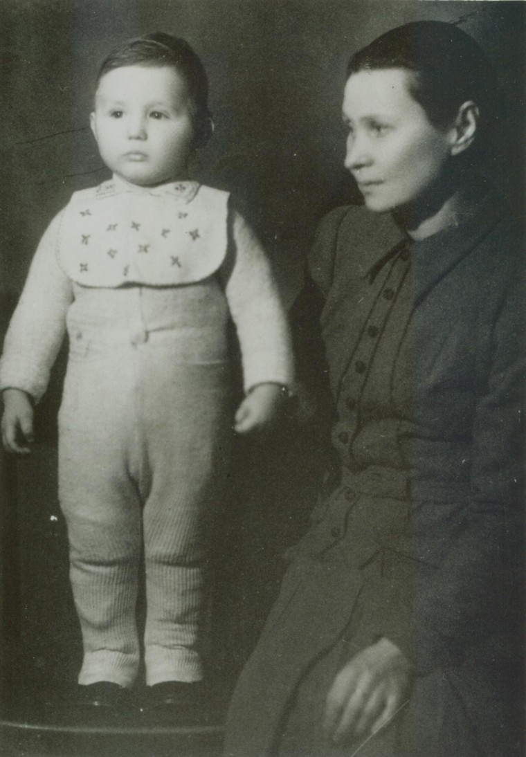 Abraham H. Foxman, National Director of the Anti-Defamation League, pictured here as a boy, circa 1945, with the Polish Catholic woman who saved his life. During the Holocaust, Foxman was saved by his nursemaid, Bronislawa Kurpi, who had him baptized in the Catholic Church in order to hide his true identity.