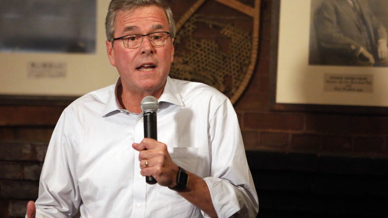 Former Florida Gov. Jeb Bush speaks to a group at a Politics and Pie at the Snow Shoe Club on April 16, 2015, in Concord, N.H. (Photo by Jim Cole/AP)