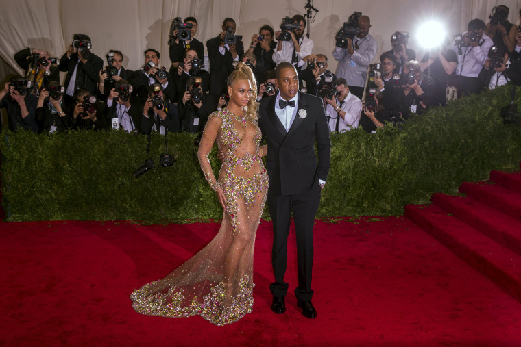Jay-Z and Beyonce arrive at the Metropolitan Museum of Art Costume Institute Gala 2015 in Manhattan, New York on May 4, 2015.