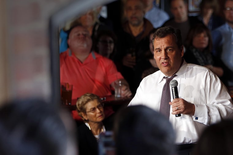 New Jersey Gov. Chris Christie speaks at a town hall meeting at Fury's Publick House in Dover, N.H., on May 8, 2015. (Photo by Jim Cole/AP)