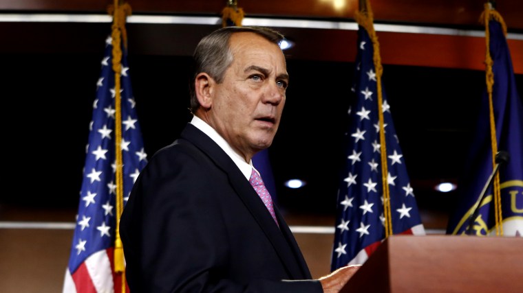 U.S. House Speaker John Boehner (R-OH) arrives at a news conference on Capitol Hill in Washington May 14, 2015. (Photo by Yuri Gripas/Reuters)