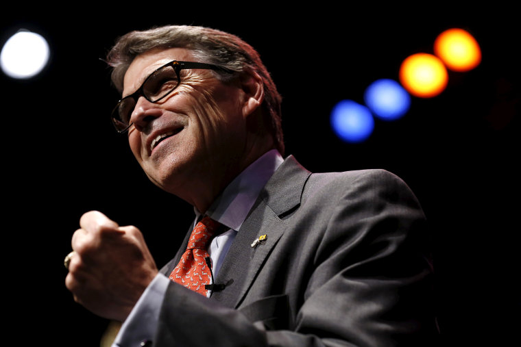 Former Republican Governor of Texas Rick Perry speaks at the Iowa Faith and Freedom Coalition's forum in Waukee, Iowa, April 25, 2015. (Photo by Jim Young/Reuters)
