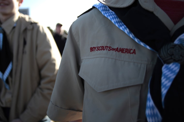 A Boy Scouts of America uniform is pictured at an event. (Photo by Charly Triballeau/AFP/Getty)