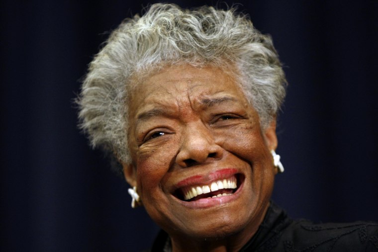 Maya Angelou smiling in Washington, Nov. 21, 2008. (Photo by Gerald Herbert/AP)