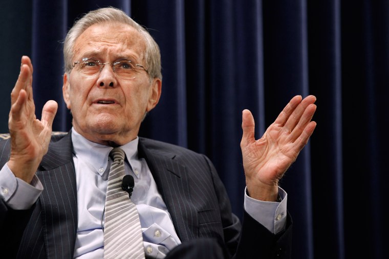 Former Secretary of Defense Donald Rumsfeld speaks during an event on Feb. 22, 2011 in Washington, D.C. (Photo by Chip Somodevilla/Getty)