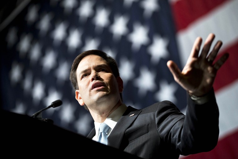 Republican presidential candidate Sen. Marco Rubio, R-Fla., speaks at the Georgia Republican Convention, May 15, 2015, in Athens, Ga. (Photo by David Goldman/AP)