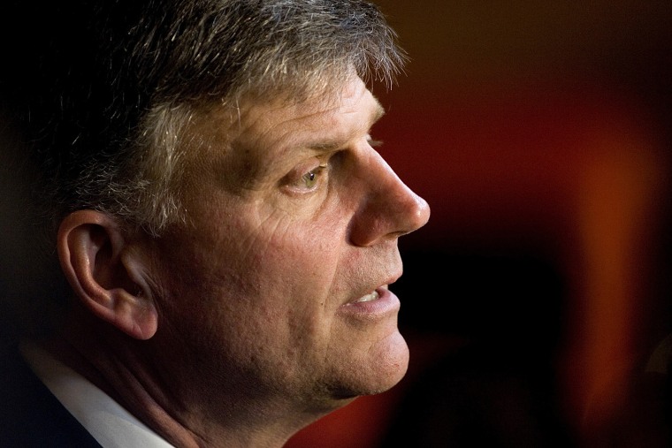 Franklin Graham speaks during a tour of the Billy Graham Library before a dedication service on the campus of the Billy Graham Evangelistic Association in Charlotte, N.C., May 31, 2007. (Photo by Chris Keane/Reuters)