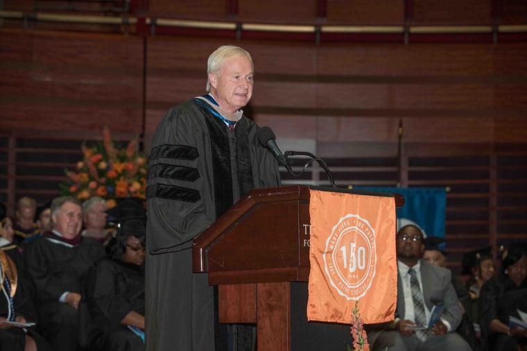 Chris Matthews delivers the commencement address at Peirce College in Philadelphia on June 11, 2015.